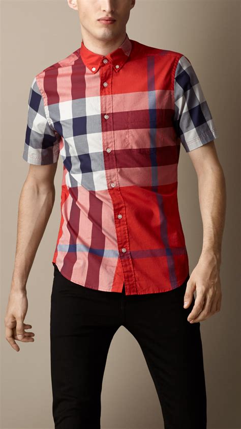 burberry shirt dress red|red burberry shirts for men.